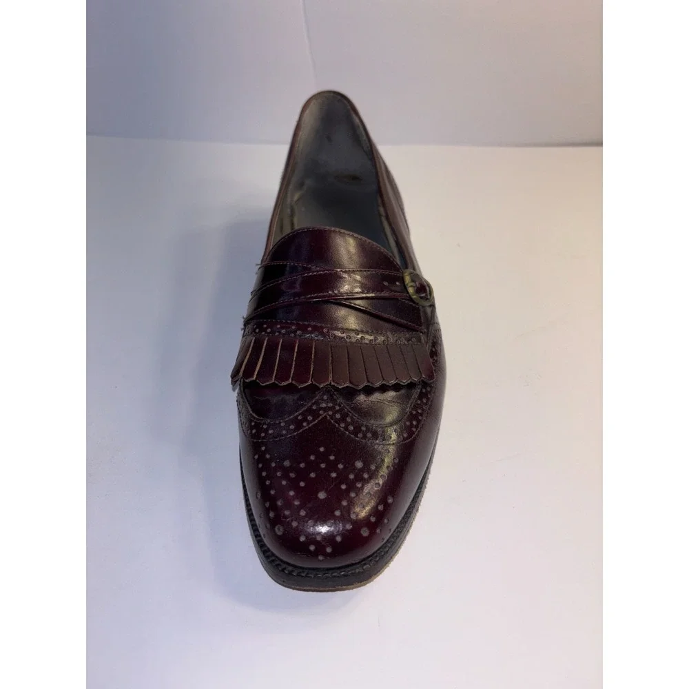 Stacy Adams Dress Shoes Men's 9.5M Brown Leather Nashua Wingtip Longwing Slip On